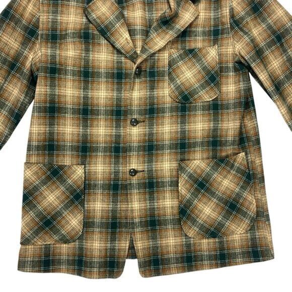 Pendleton Vintage Flannel Jacket Shirt Sz L 1960's Plaid Wool Sport Coat Shacket - Picture 5 of 16